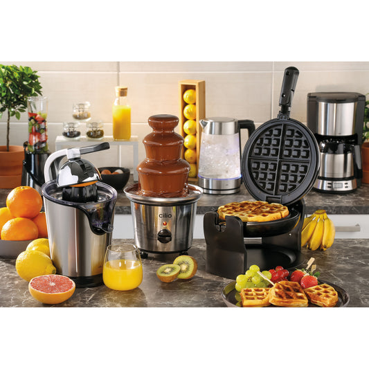 Waffeleisen, drehbar, schwarz