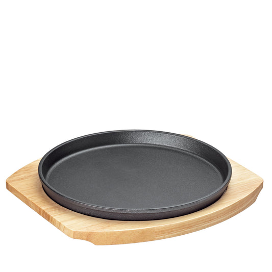 Servierplatte rund mit Holzbrett