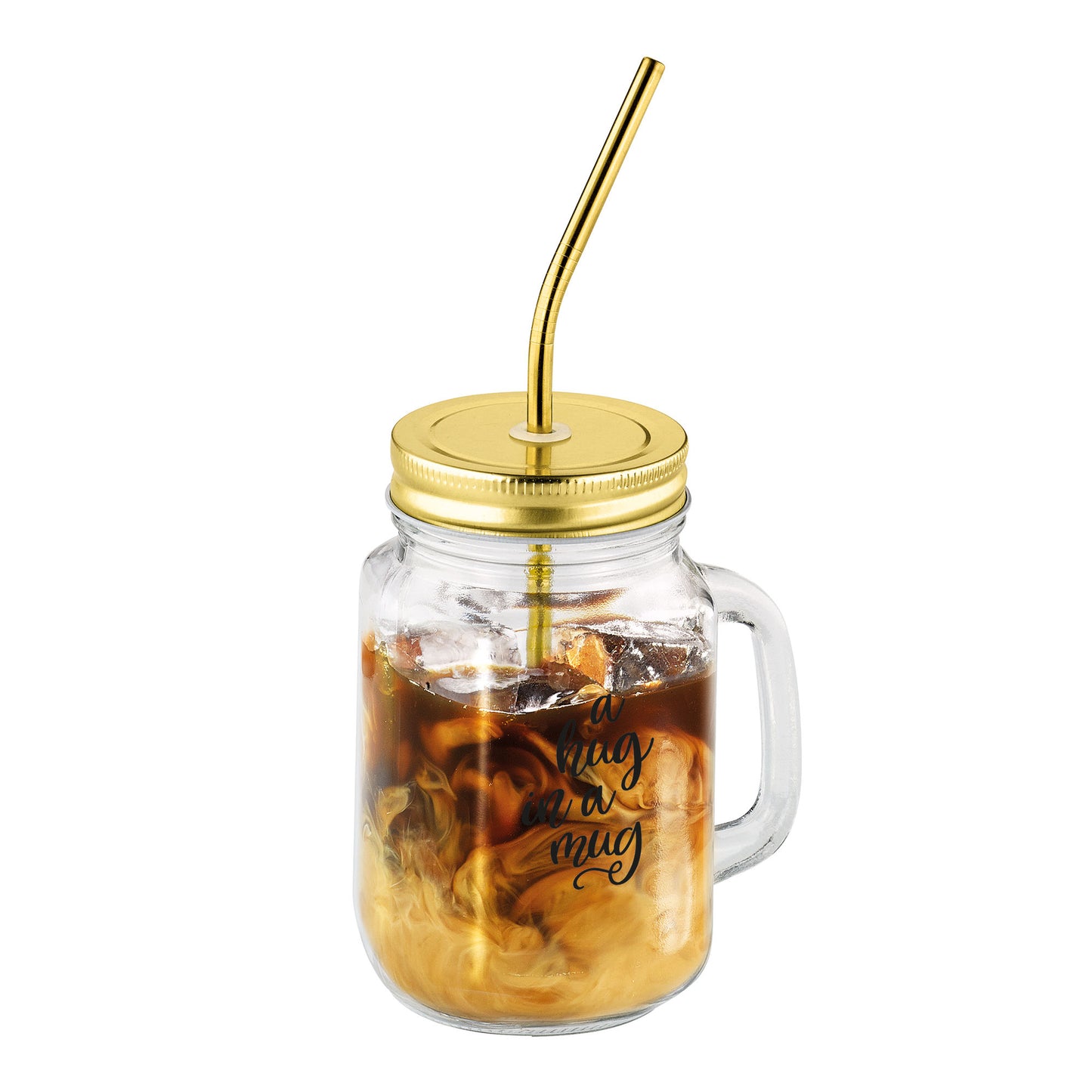 Trinkbecher mit Trinkhalm, gold