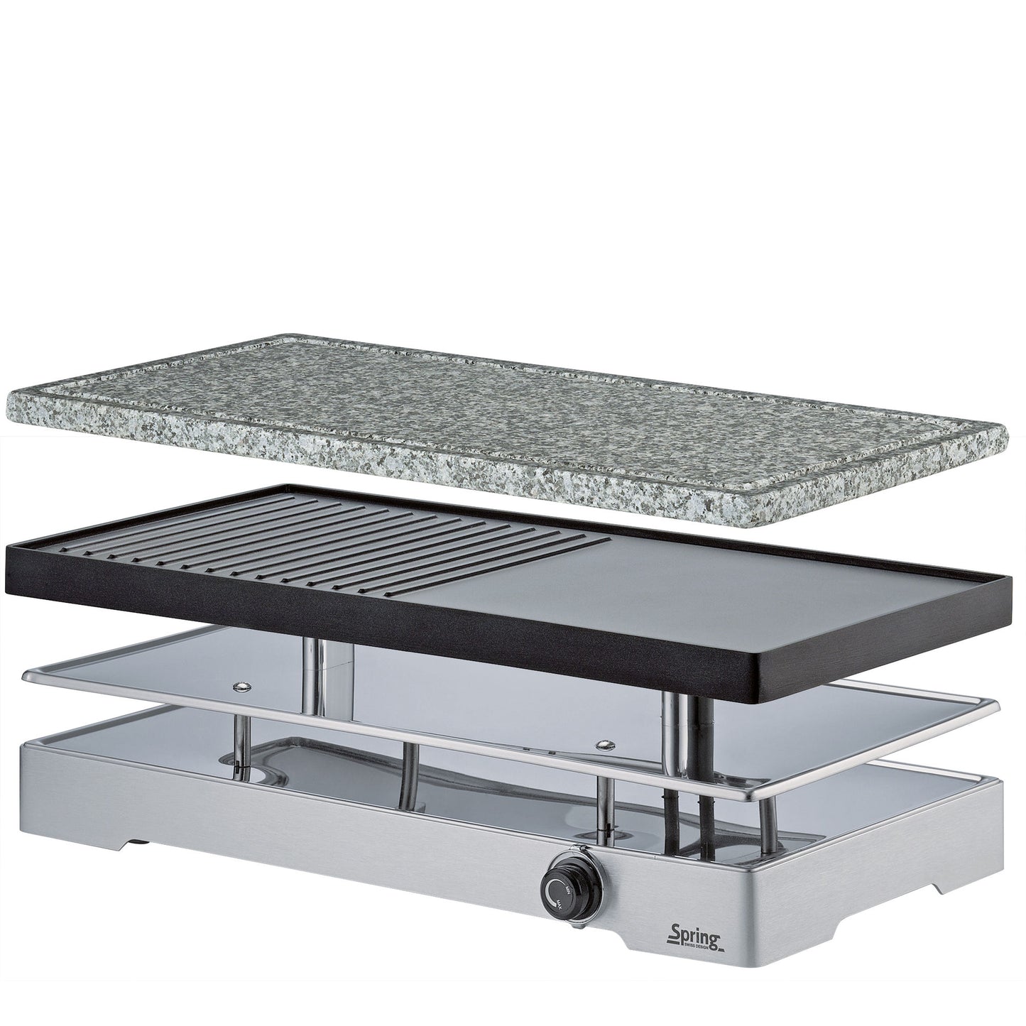 Raclette mit Alugrillplatte + Granitstein
