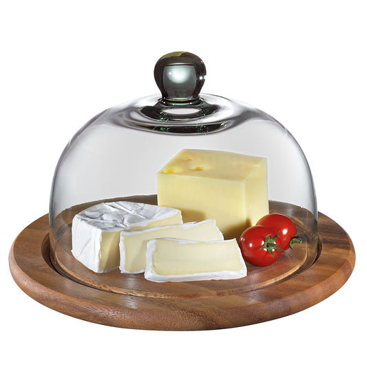 Käseglocke mit Glasdeckel, Akazie Ø 25 cm