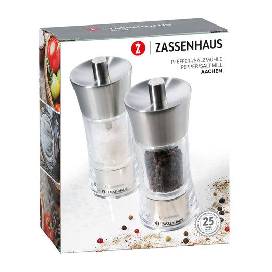 Mühlen-Set AACHEN 14 cm Edelstahl/Acryl