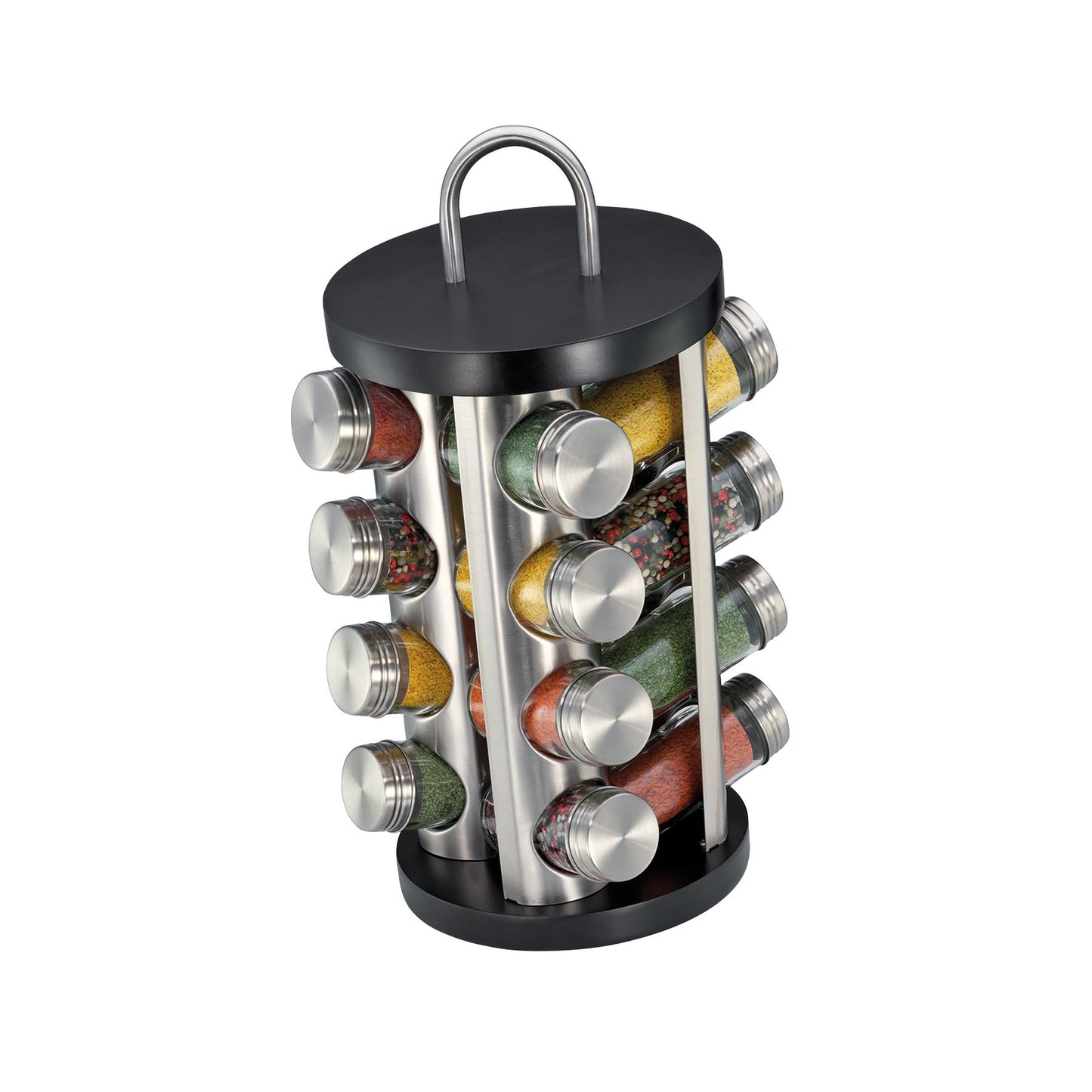 Gewürzständer 16 Gläser, schwarz rund
