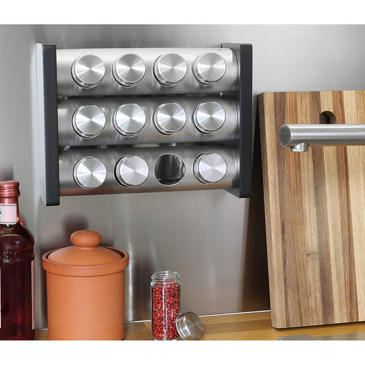 Gewürzständer 12 Gläser, schwarz rechteckig