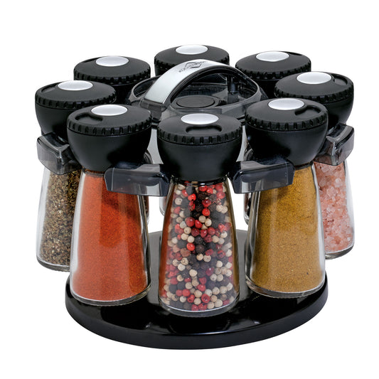 Gewürzständer 8 Gläser, schwarz rund