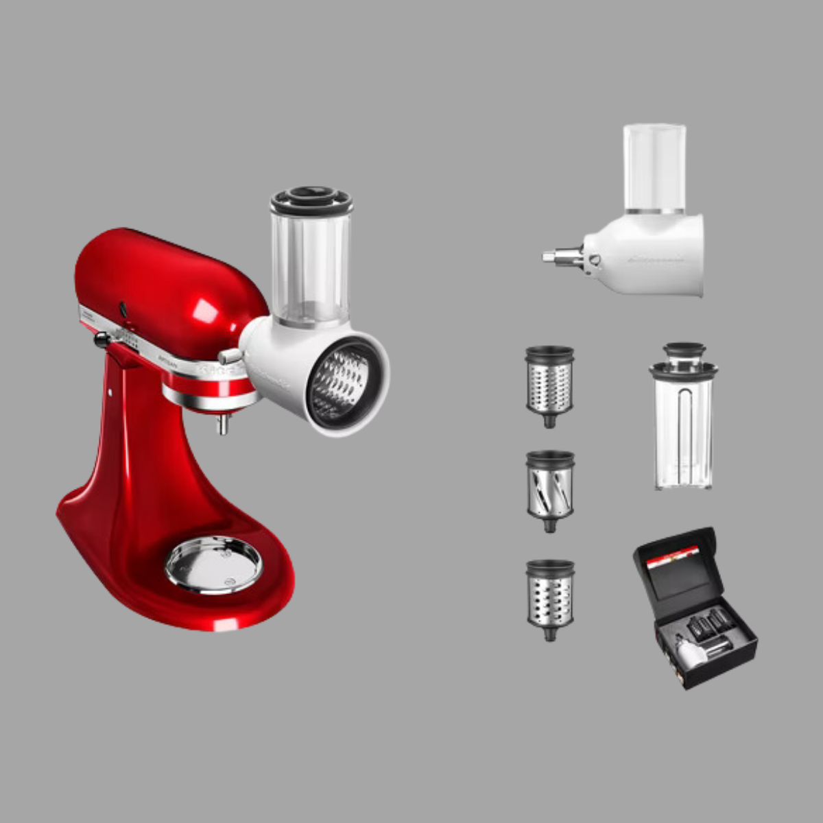 Set KitchenAid Artisan Küchenmaschine KSM175PSE und Zubehör Set 3-teilig 5KSM2FPPC (5KSMVSA + 5KSMFGA + FVSP)
