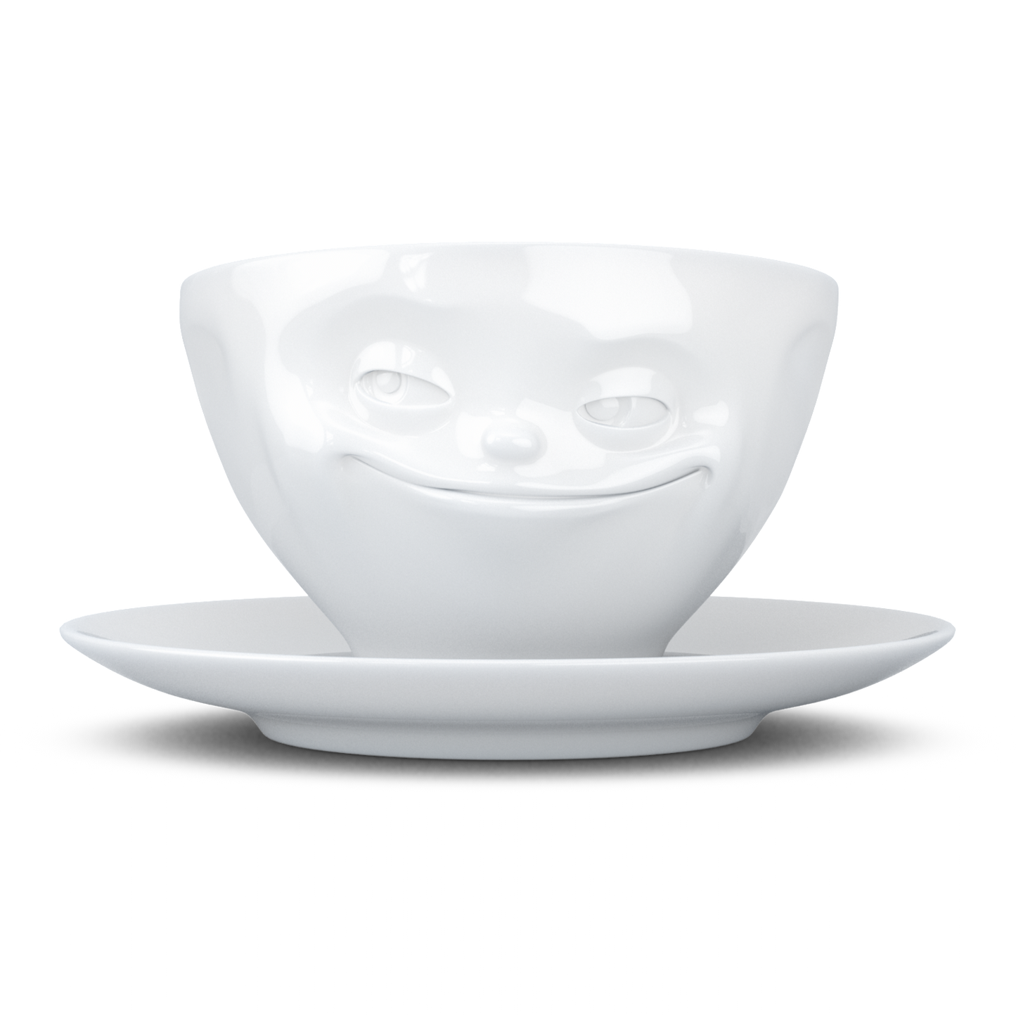 Schmunzel Kaffee Tasse grinsend in weiß 200ml