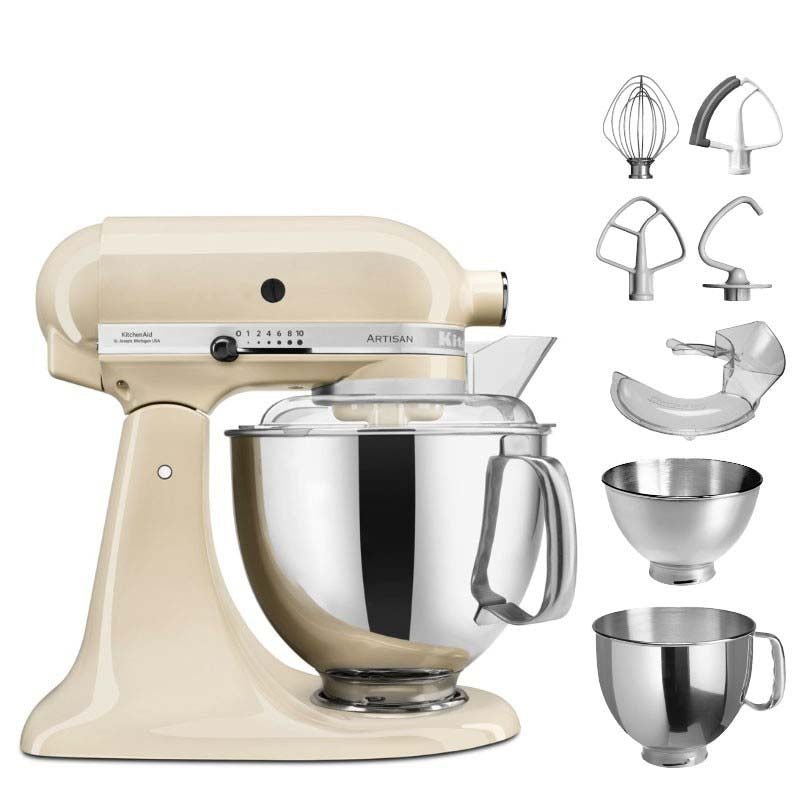 Set KitchenAid Artisan Küchenmaschine KSM175PSE und Zubehör Set 3-teilig 5KSM2FPPC (5KSMVSA + 5KSMFGA + FVSP)
