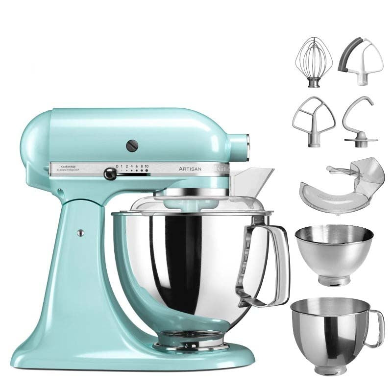 Set KitchenAid Artisan Küchenmaschine KSM175PSE und Zubehör Set 3-teilig 5KSM2FPPC (5KSMVSA + 5KSMFGA + FVSP)