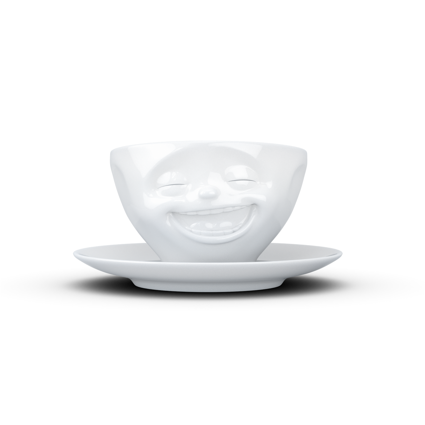 Schmunzel Kaffee Tasse lachend in weiß 200ml