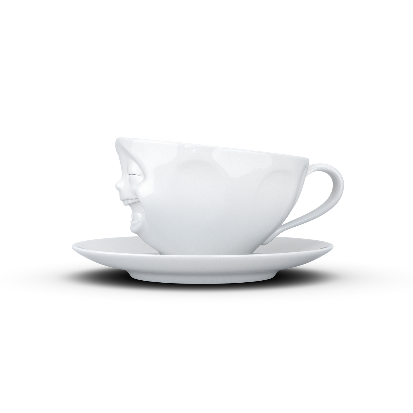Schmunzel Kaffee Tasse lachend in weiß 200ml