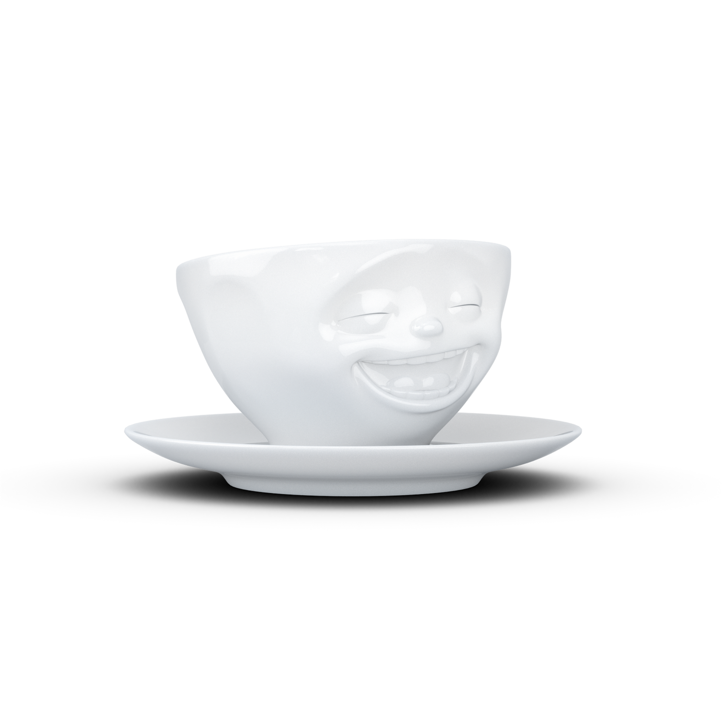 Schmunzel Kaffee Tasse lachend in weiß 200ml