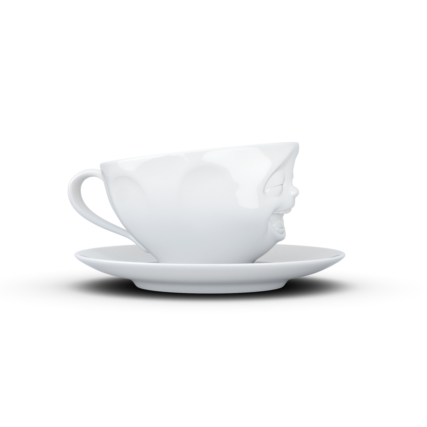 Schmunzel Kaffee Tasse lachend in weiß 200ml