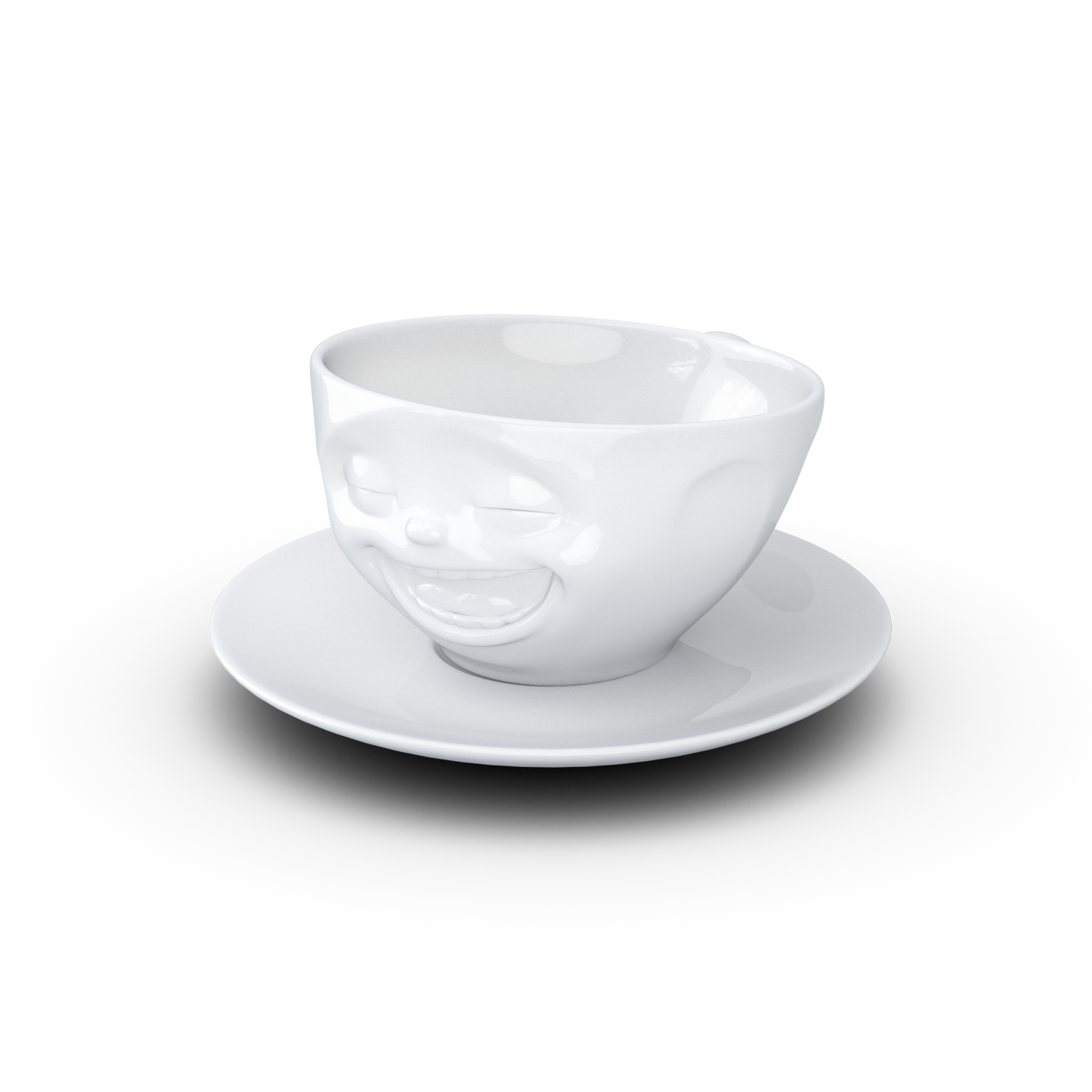 Schmunzel Kaffee Tasse lachend in weiß 200ml