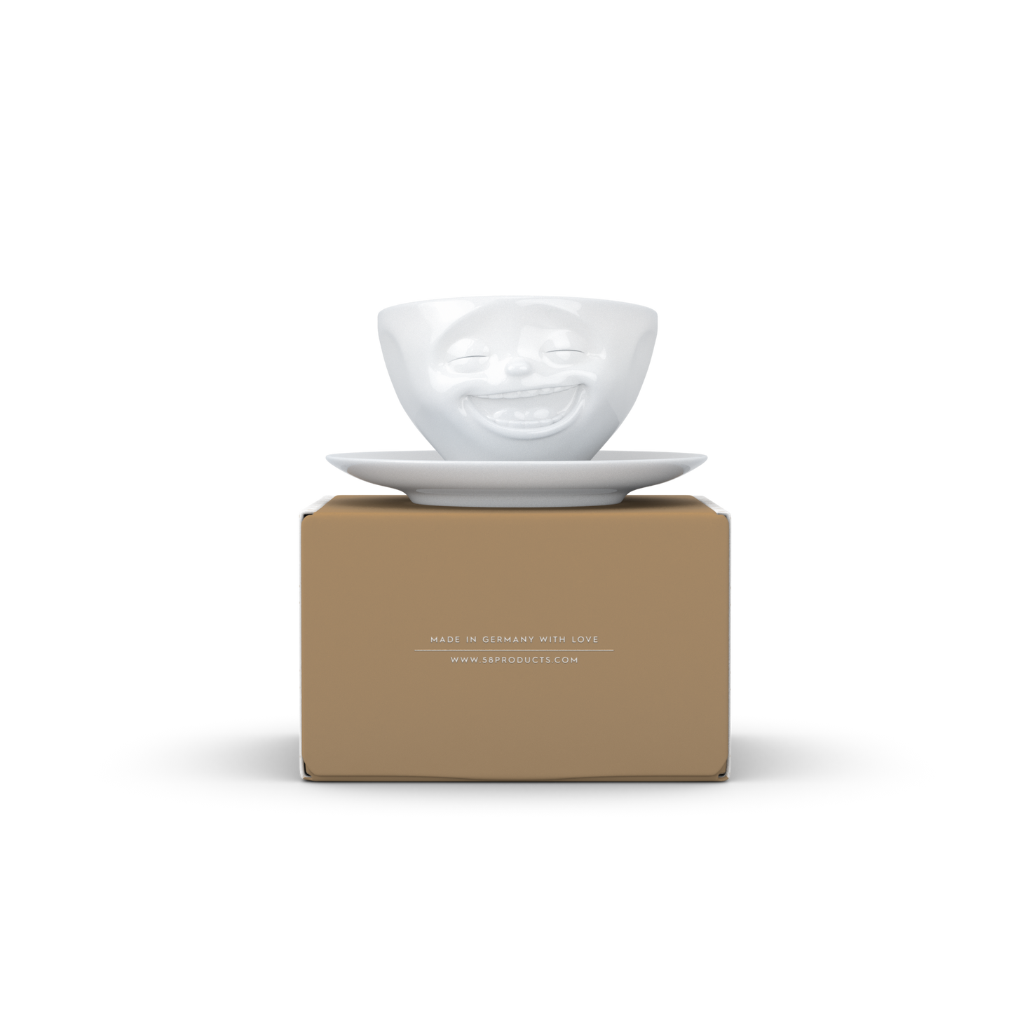 Schmunzel Kaffee Tasse lachend in weiß 200ml