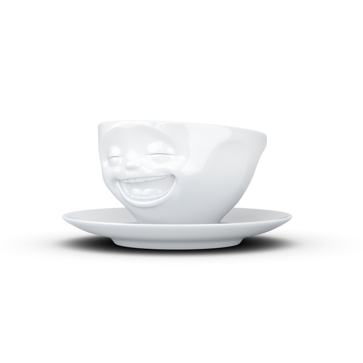 Schmunzel Kaffee Tasse lachend in weiß 200ml