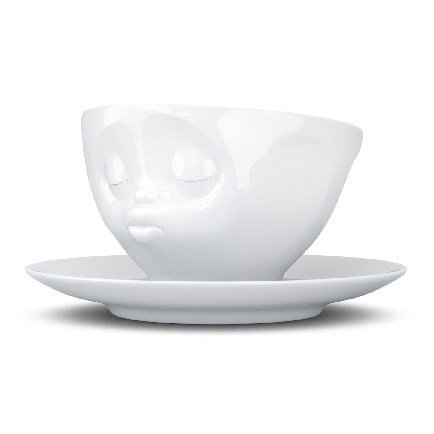 Schmunzel Kaffee Tasse küssend in weiß 200ml