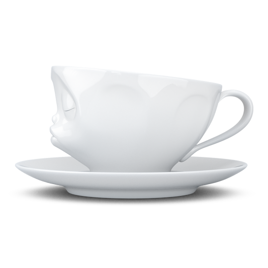 Schmunzel Kaffee Tasse küssend in weiß 200ml