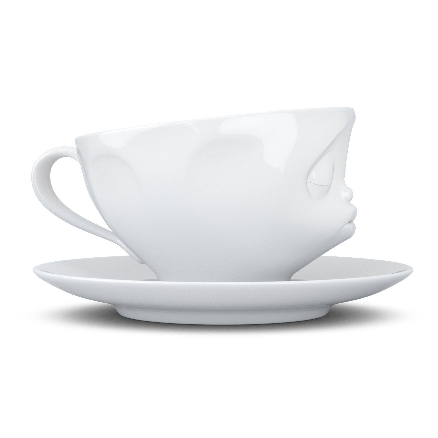 Schmunzel Kaffee Tasse küssend in weiß 200ml