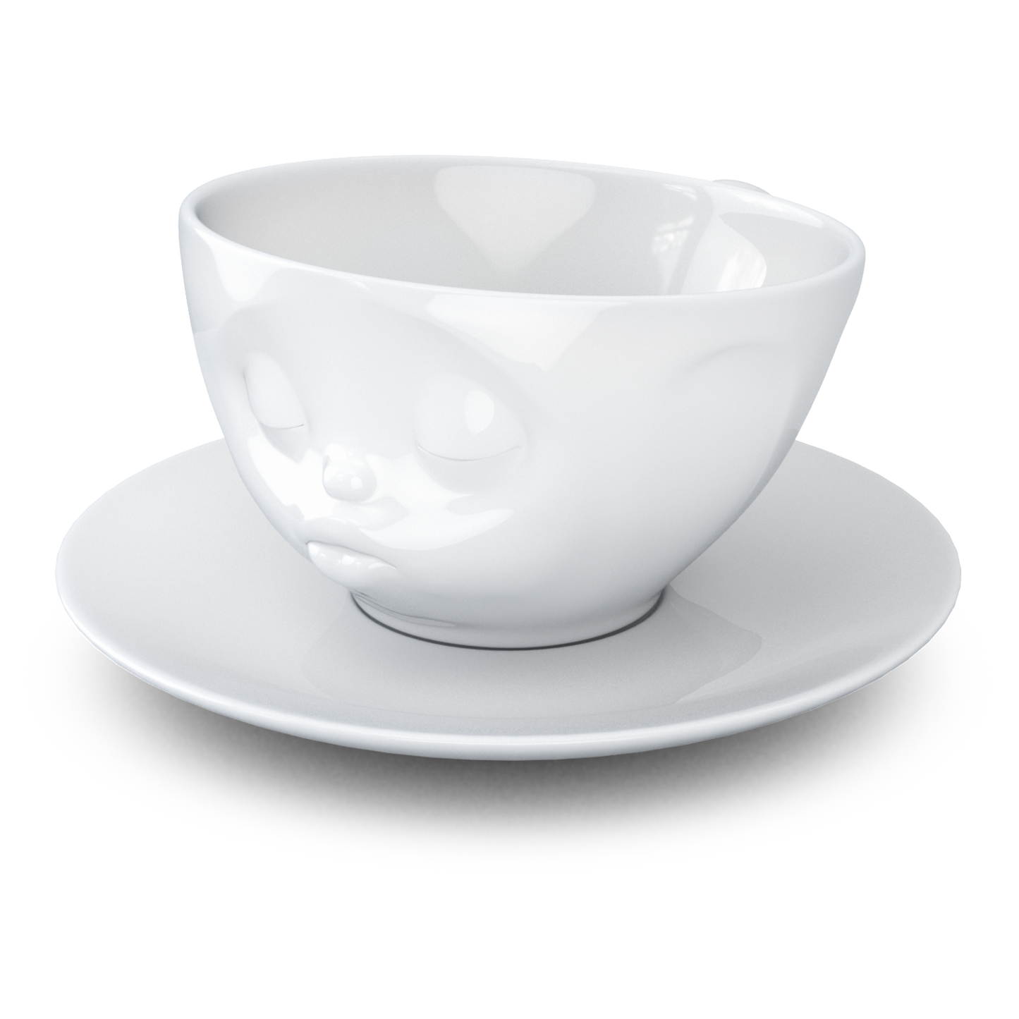 Schmunzel Kaffee Tasse küssend in weiß 200ml