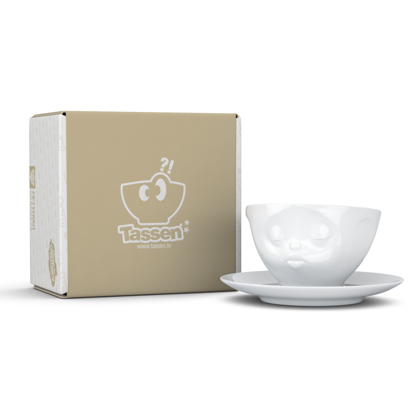 Schmunzel Kaffee Tasse küssend in weiß 200ml