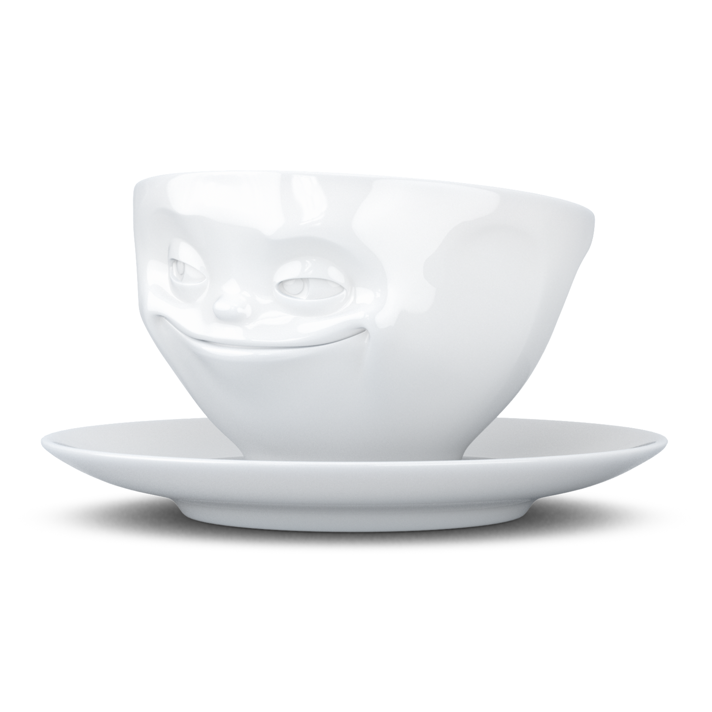 Schmunzel Kaffee Tasse grinsend in weiß 200ml