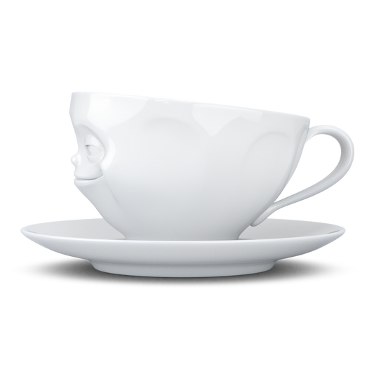 Schmunzel Kaffee Tasse grinsend in weiß 200ml