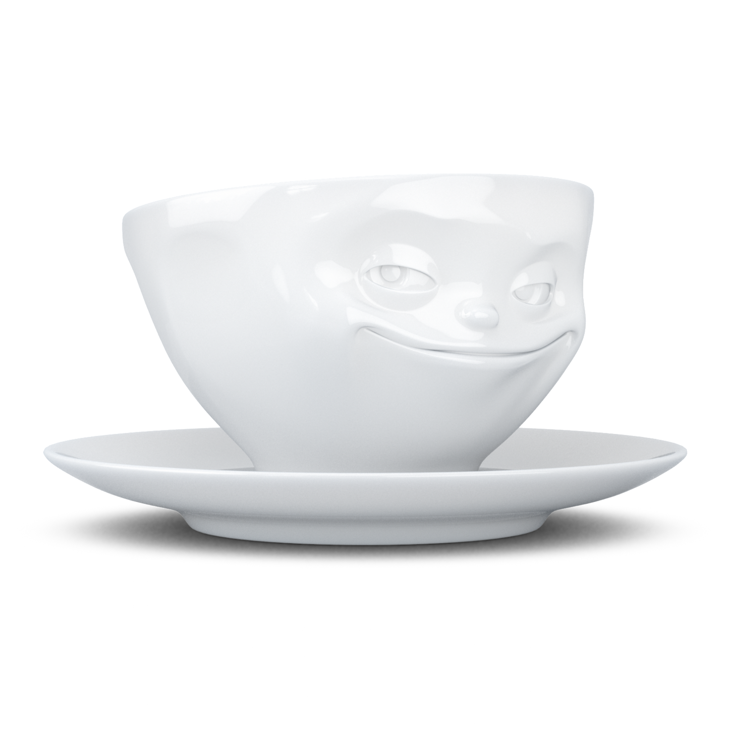 Schmunzel Kaffee Tasse grinsend in weiß 200ml