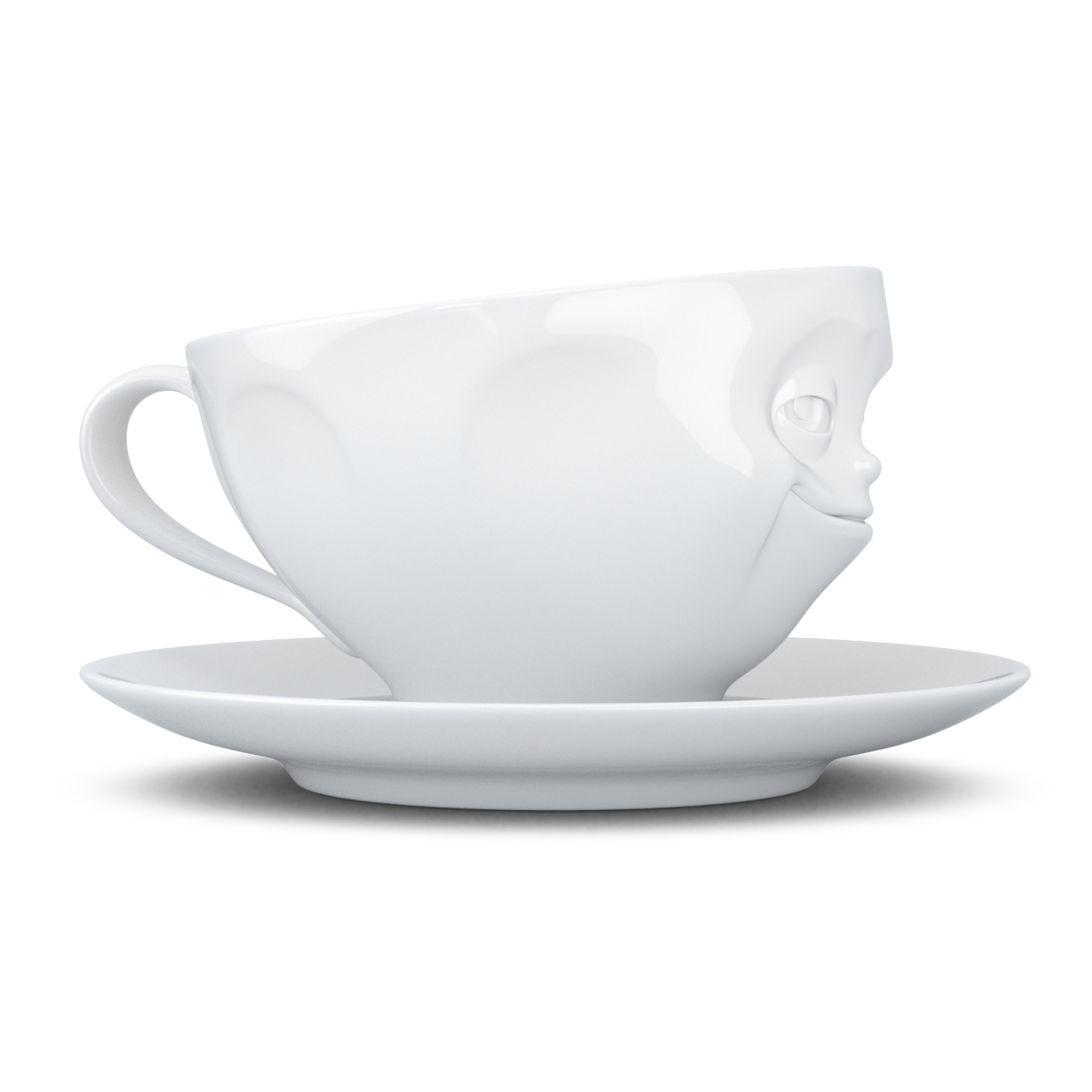 Schmunzel Kaffee Tasse grinsend in weiß 200ml