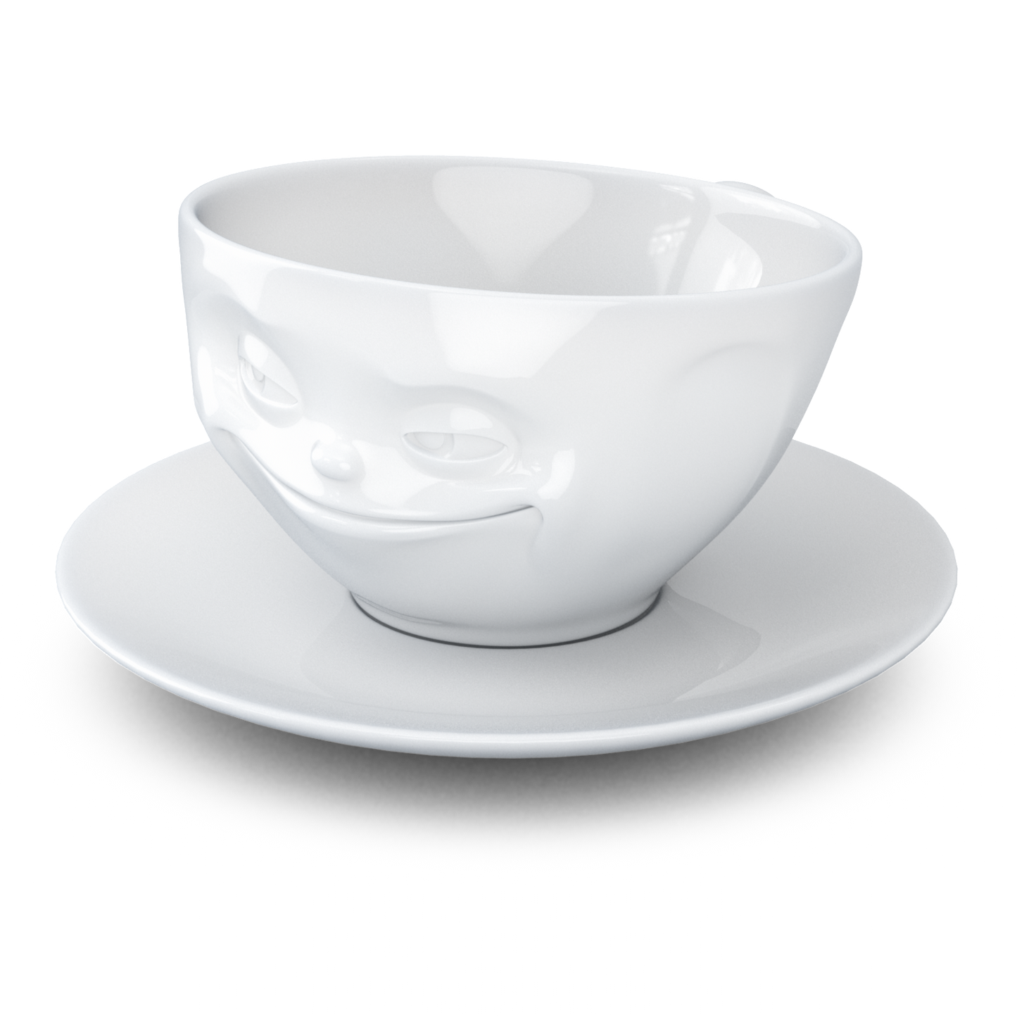 Schmunzel Kaffee Tasse grinsend in weiß 200ml