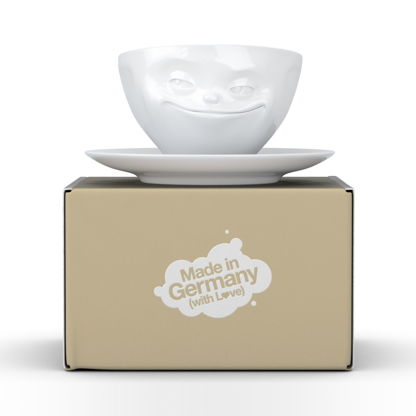 Schmunzel Kaffee Tasse grinsend in weiß 200ml