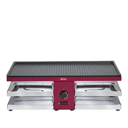 Raclette mit Alugrillplatte rot