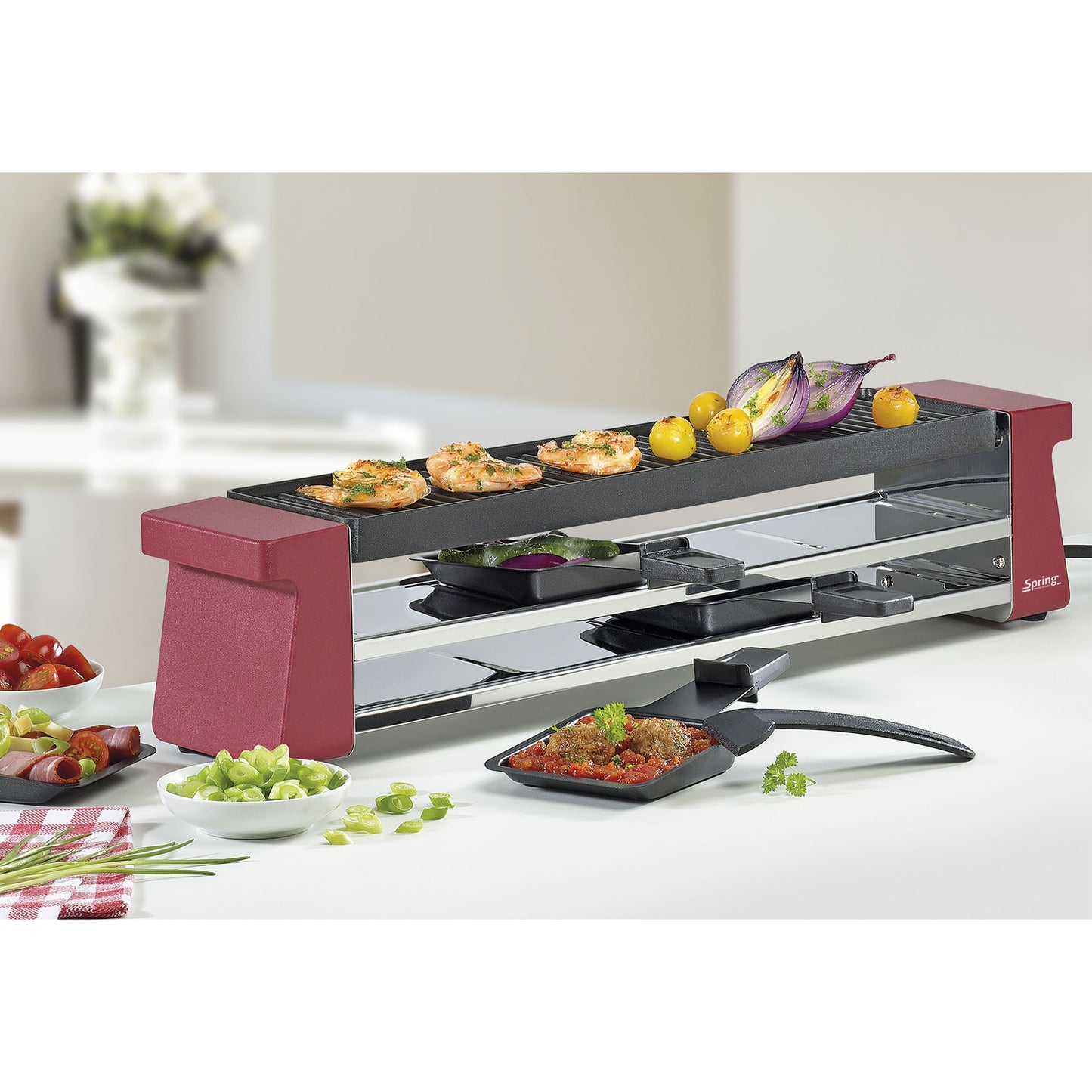Raclette mit Alugrillplatte rot