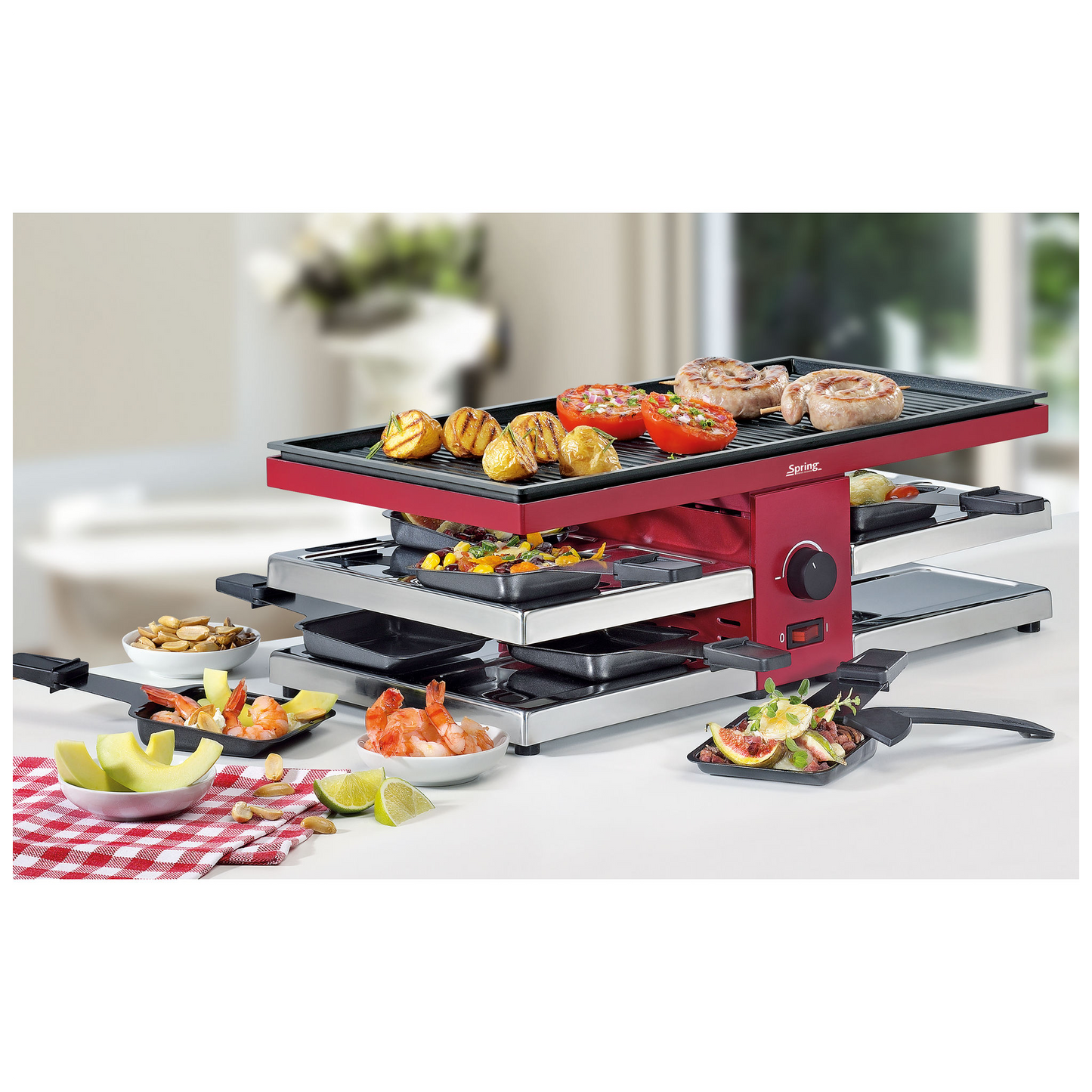 Raclette mit Alugrillplatte rot