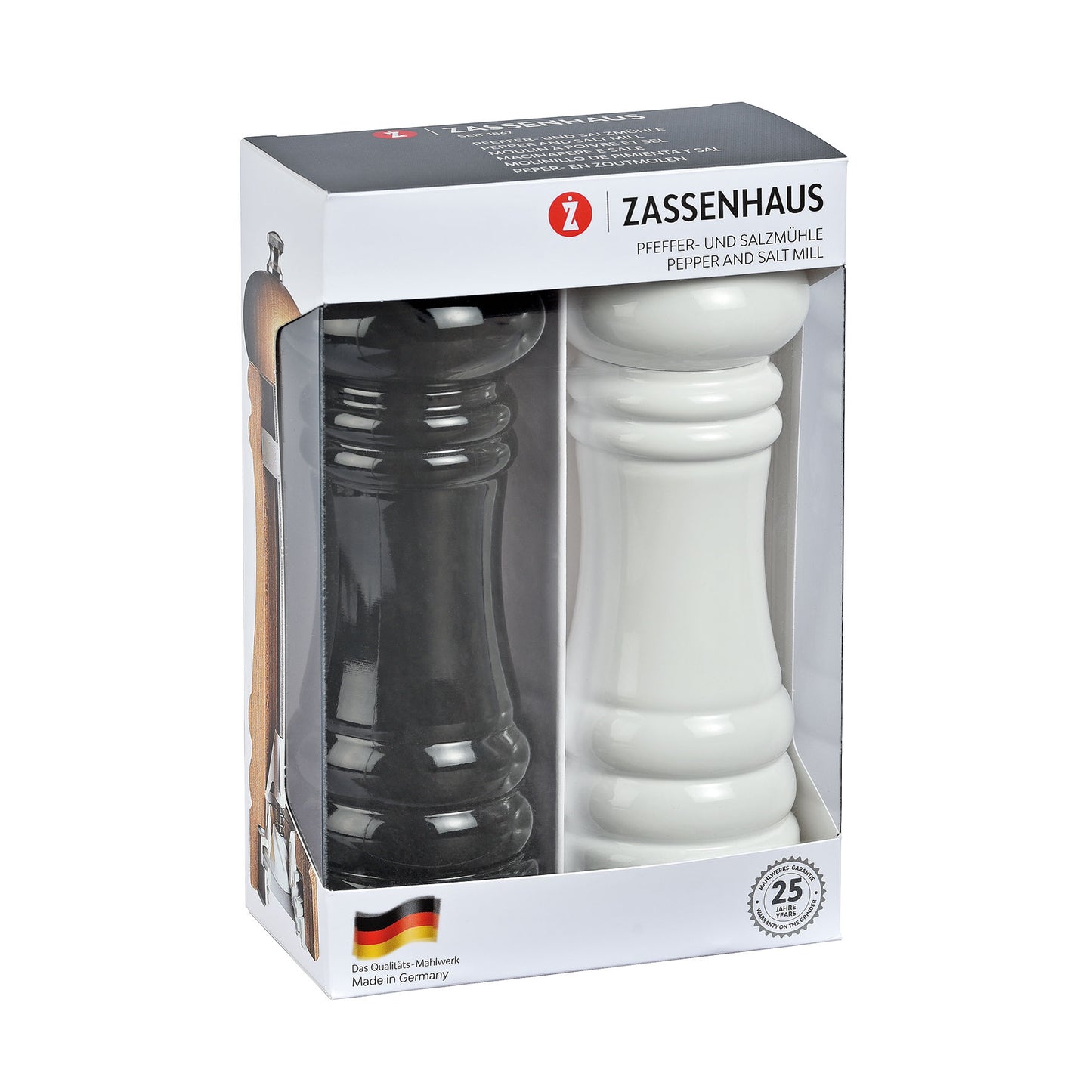 Mühlen-Set BERLIN 18 cm schwarz/weiß