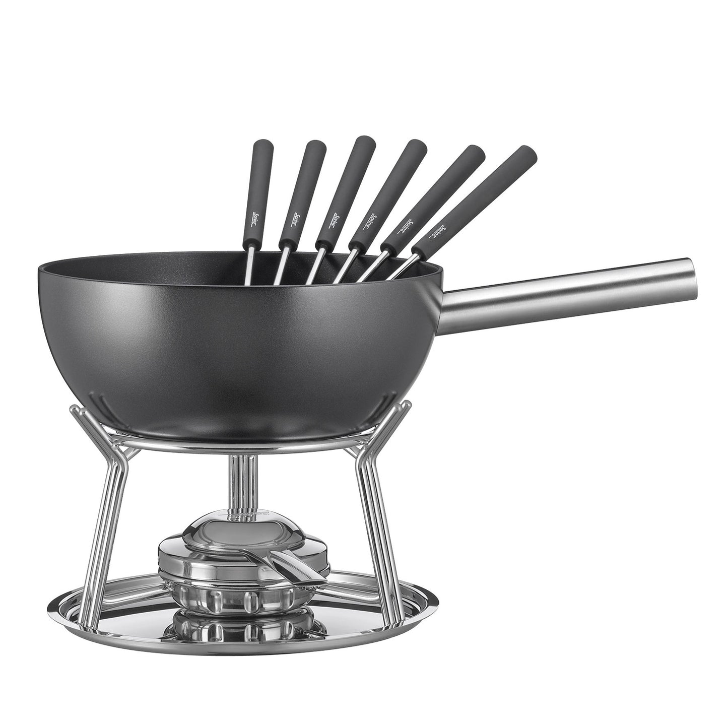 Fondue-Garnitur ALUMINIUM INDUKTION schwarz 23 cm