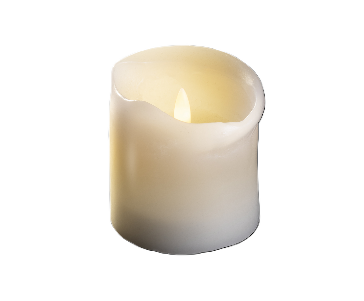Stumpenkerze Echtwachs elfenbein, klein LED Decotrend