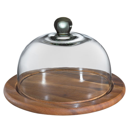 Käseglocke mit Glasdeckel, Akazie Ø 25 cm