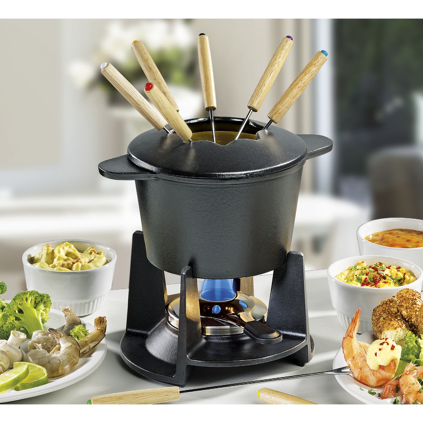 Fondue-Garnitur GRENOBLE schwarz matt 16 cm