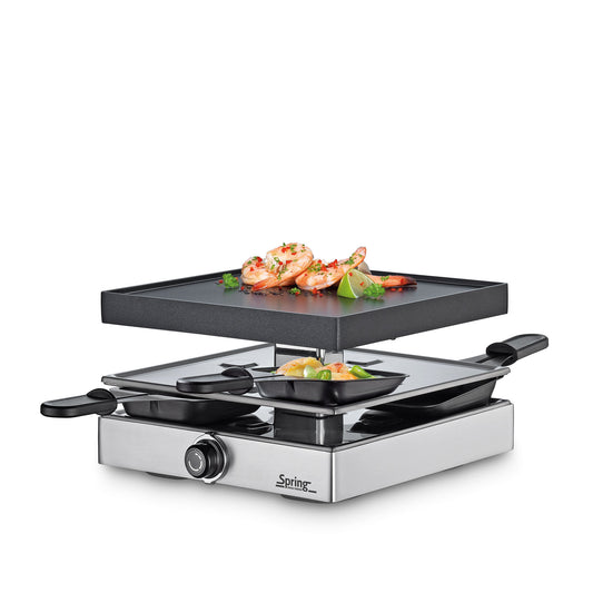 Raclette mit Alugrillplatte silber