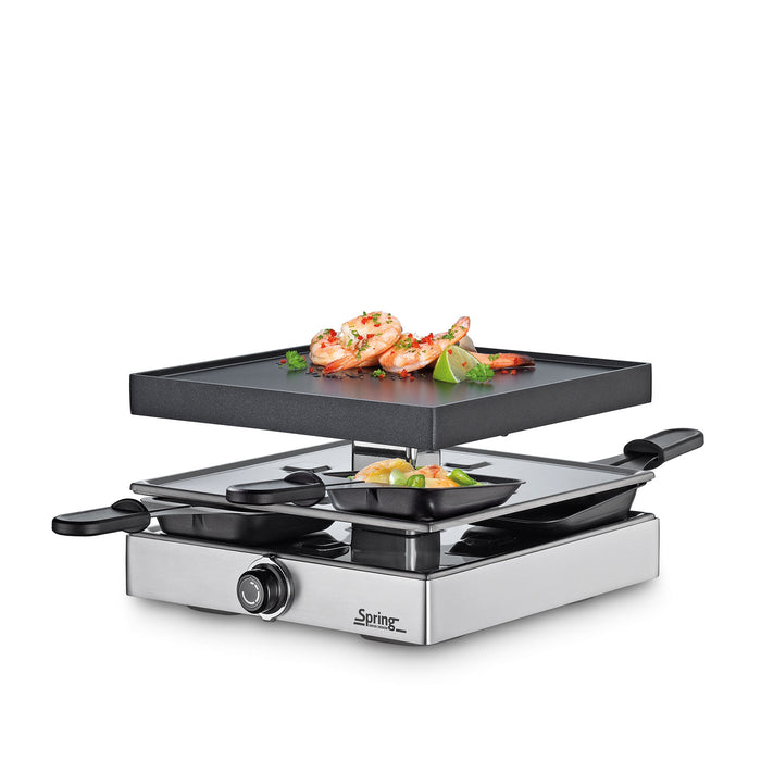 Raclette mit Alugrillplatte silber