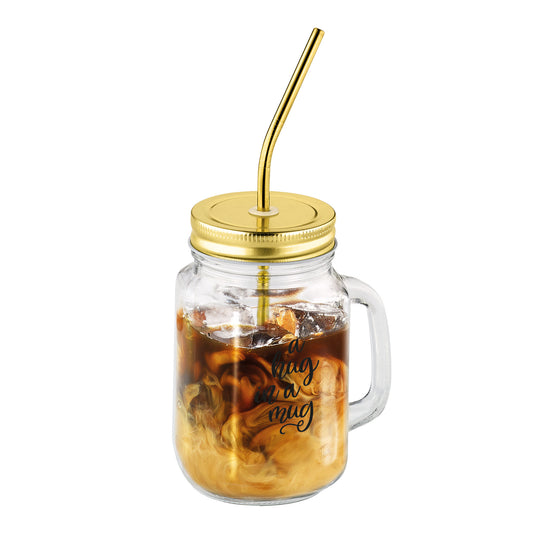 Trinkbecher mit Trinkhalm, gold