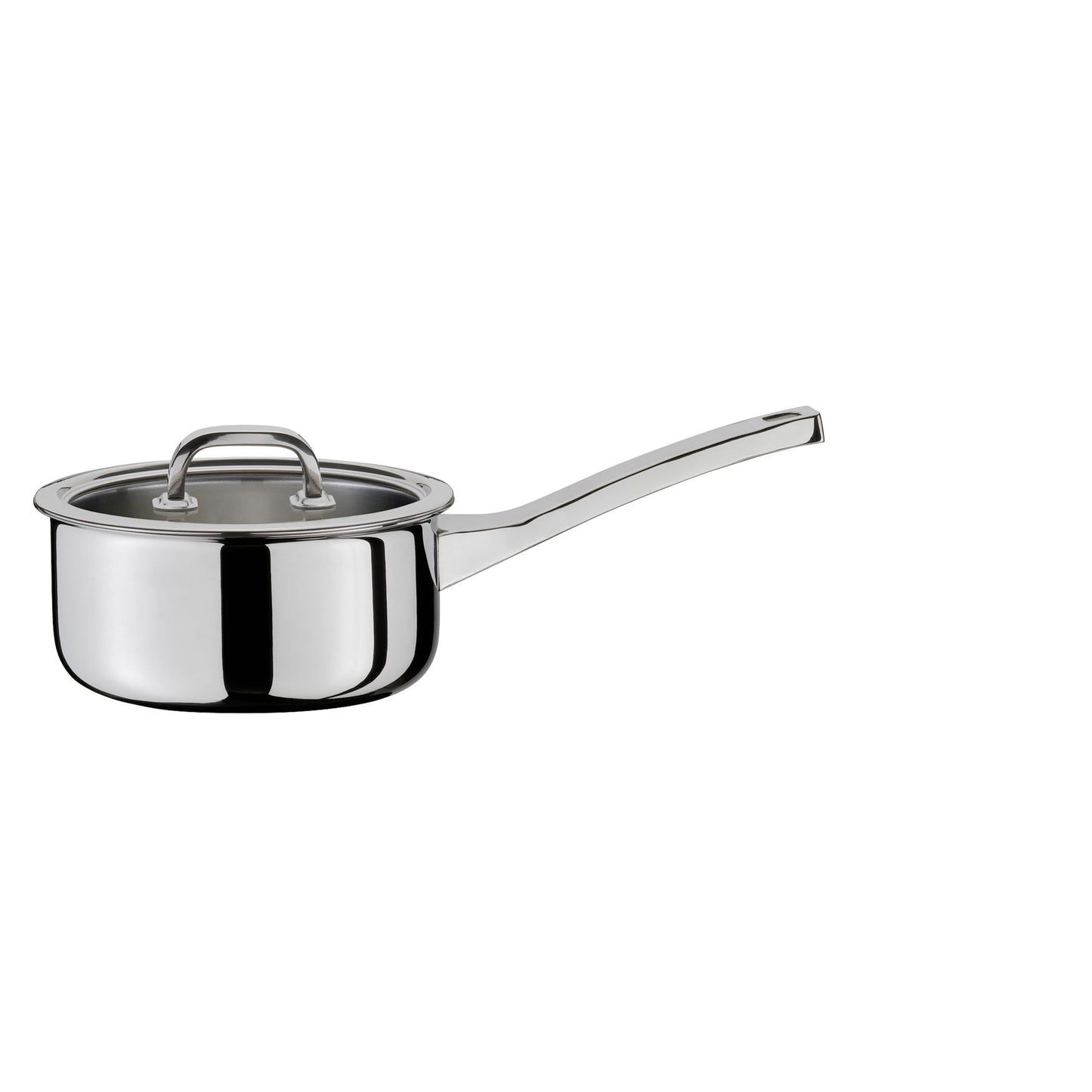 Stielkasserolle nieder mit Glasdeckel 16cm