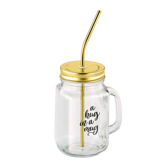 Trinkbecher mit Trinkhalm, gold - Ansicht 2