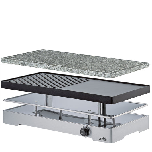 Raclette mit Alugrillplatte + Granitstein