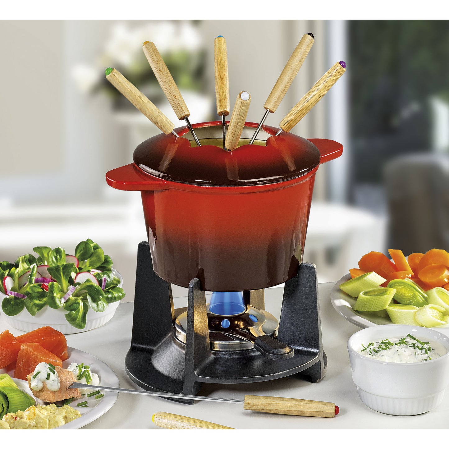 Fondue-Garnitur GRENOBLE rot 16 cm