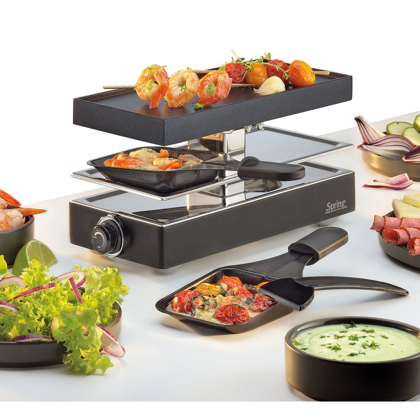 Raclette mit Alugrillplatte schwarz
