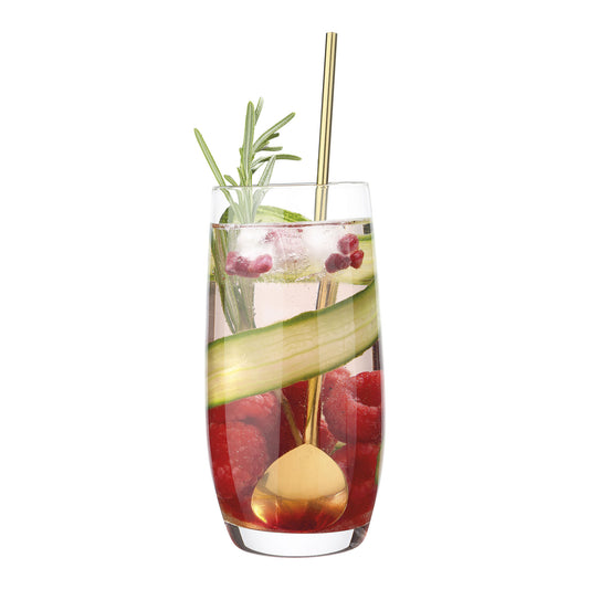 Cocktaillöffel mit Trinkhalm 6er Set, gold