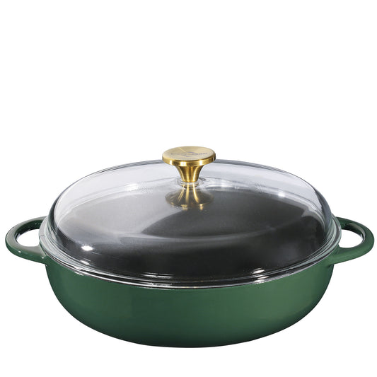 Bauernpfanne m. hohem Glasdeck. 28 cm racing green