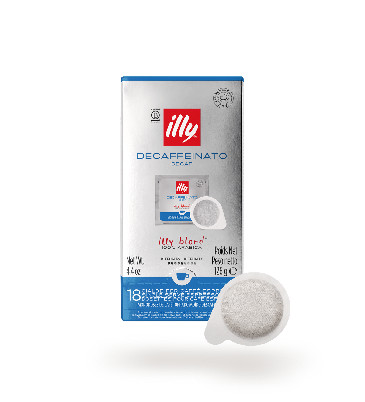 illy Decaf entkoffeiniert E.S.E. Kaffeepads, 18 Pads
